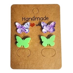 Lavender Grovewing Acrylic Stud Earrings - 2 Pair